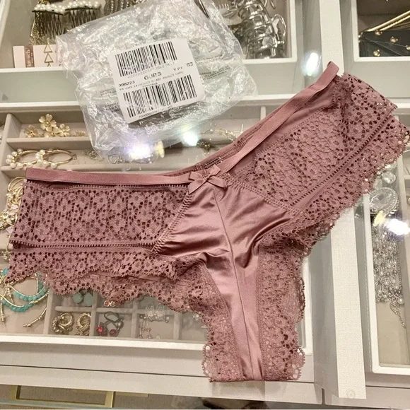 💖 Rose Taupe Banded Leopard Lace Cheeky Panty - Picture 5 of 8